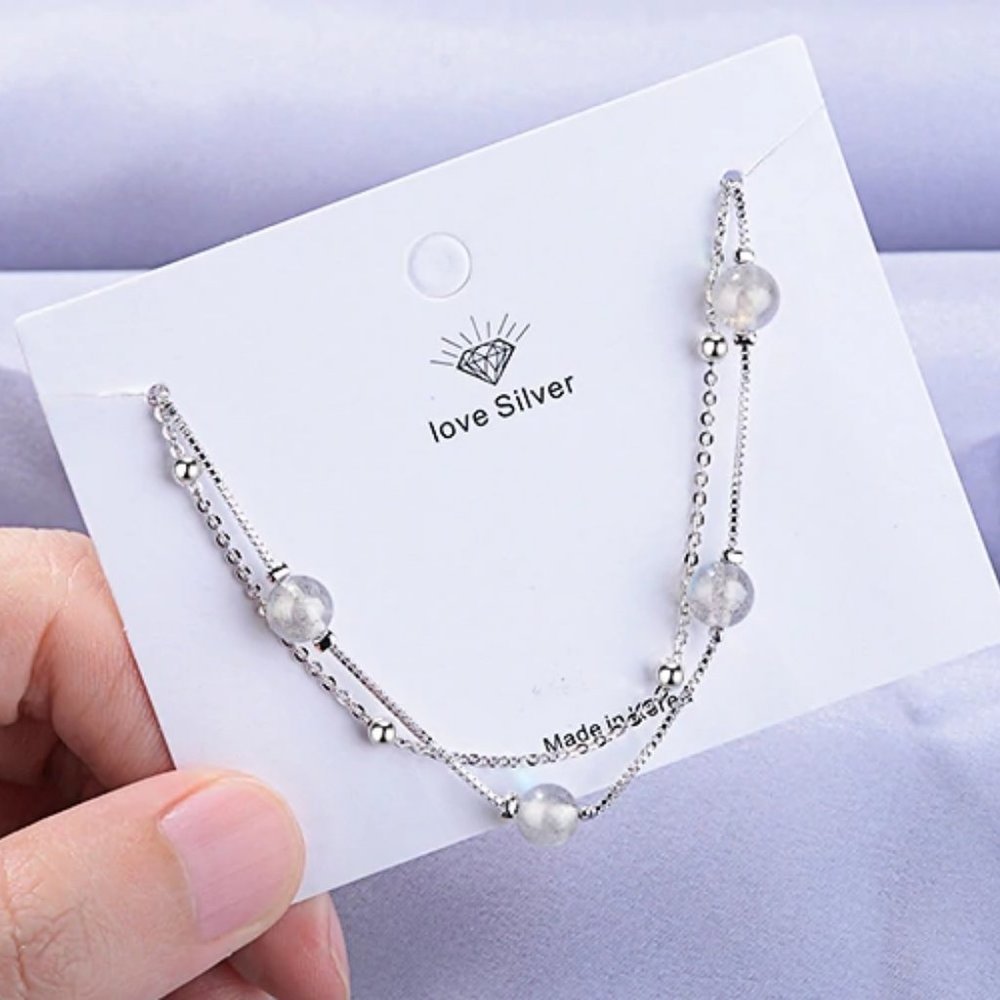 NEW 925 Sterling Silver Layered Moonstone Bracelet - Picture 10 of 11